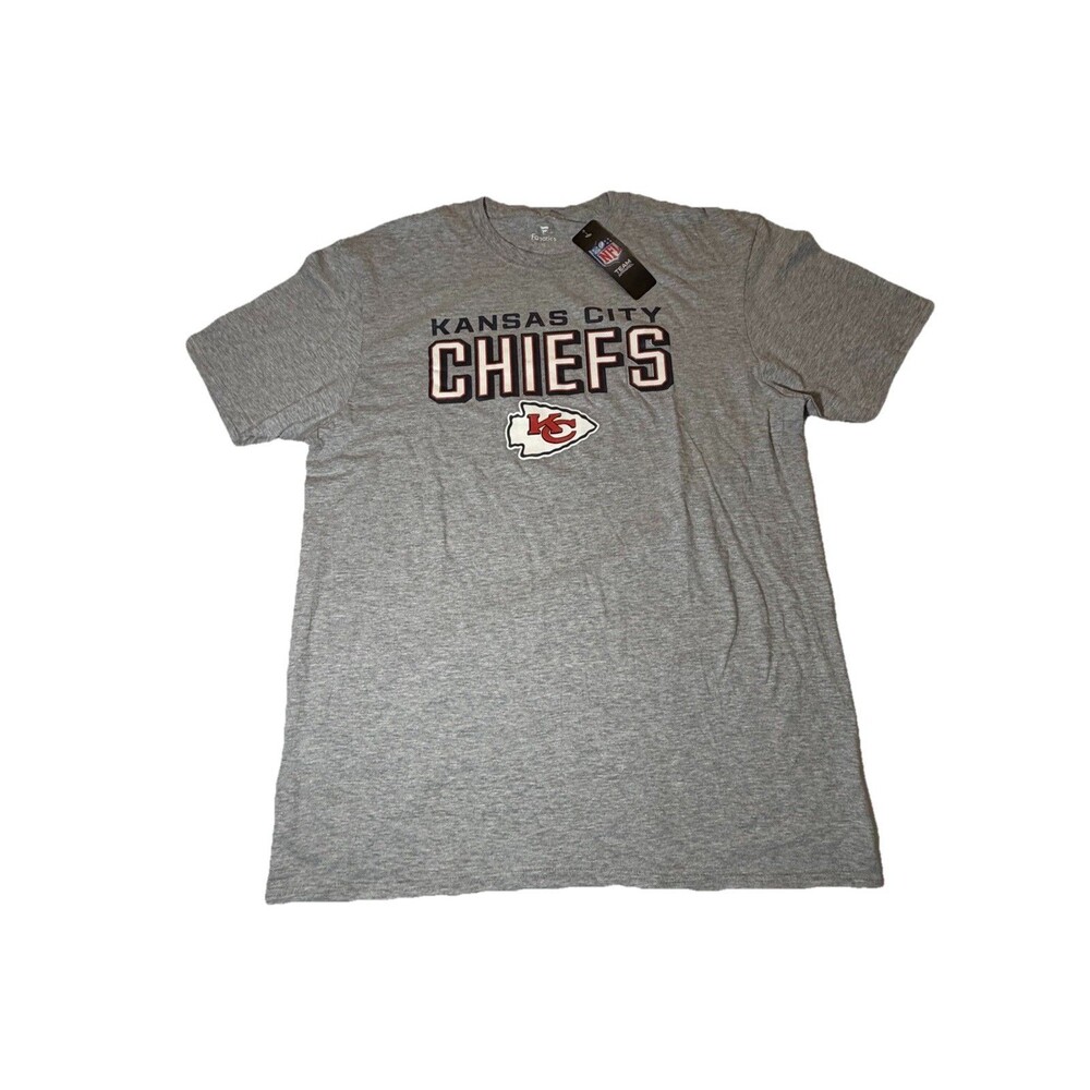 Kansas City Chiefs T Shirt Fanatics Gray NFL Team Logo Tee Mens XL NWT